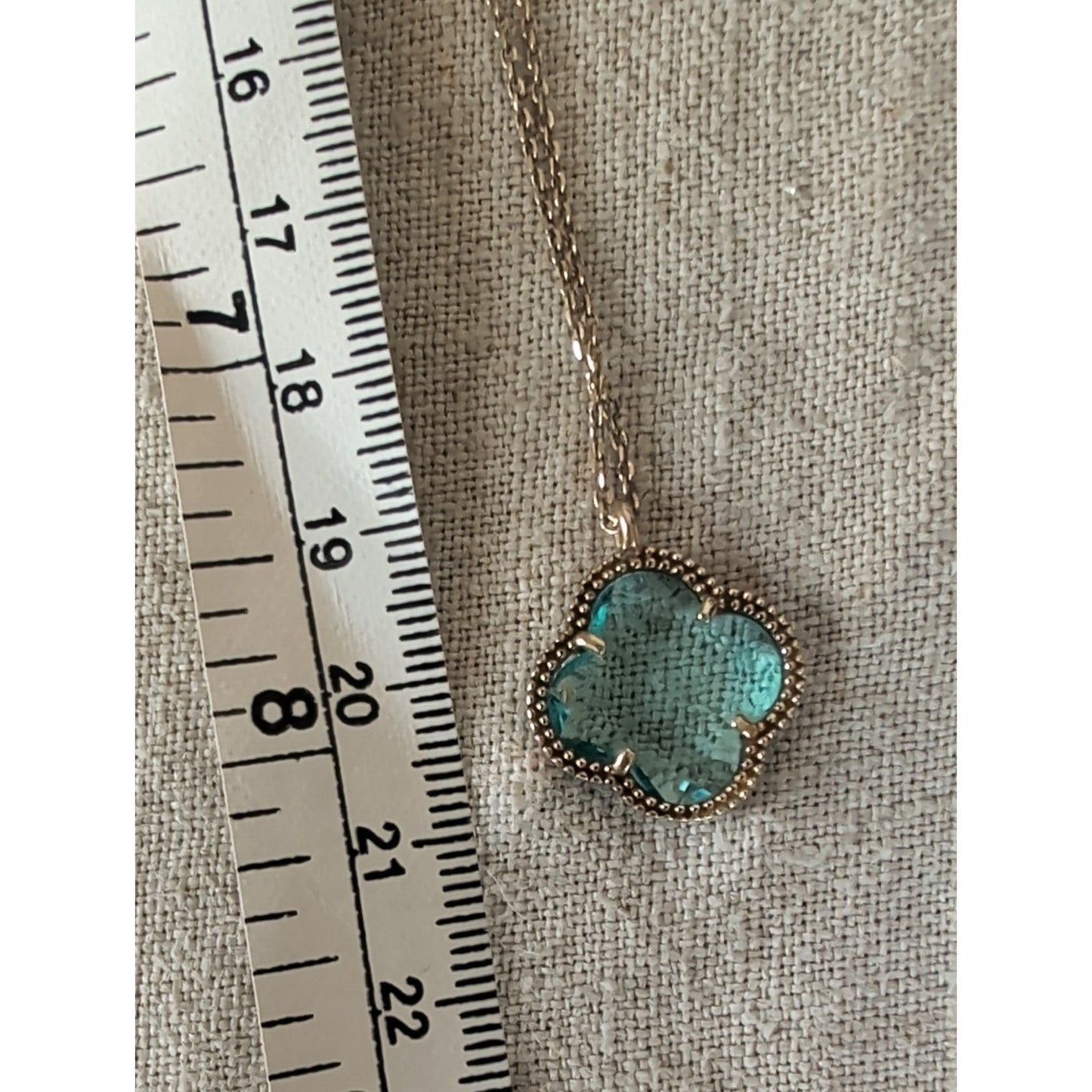 Dyadema Italy Sterling Silver Blue Quartz Quatrefoil Clover Pendant Necklace
