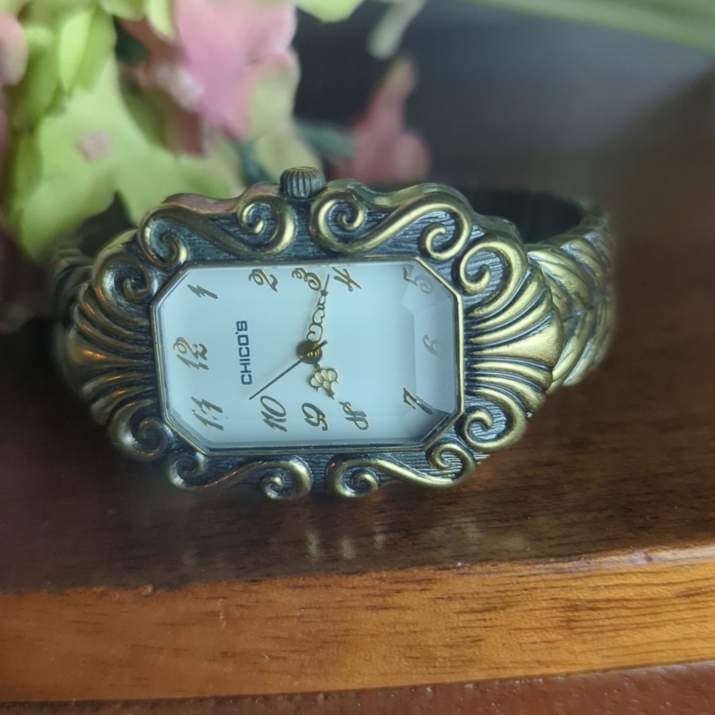 Vintage Chico’s Gold Tone Cuff Watch Early 2000s Y2K Statement Watch
