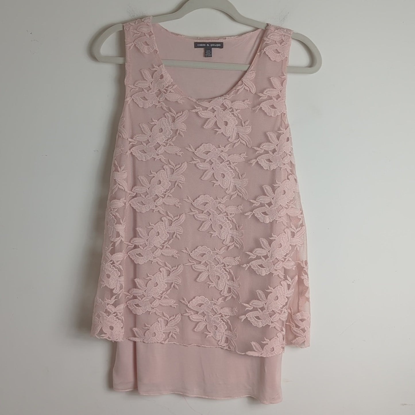 Soft Pink Viscose Pullover Top with Embroidered Panel Women's Size Medium