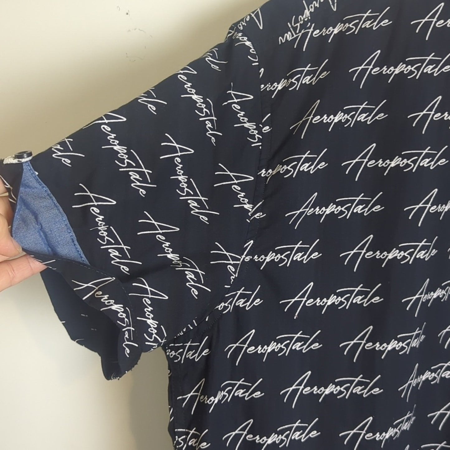 NWOT Logo All-Over Print Aeropostale Button Down Shirt Men's Size XL