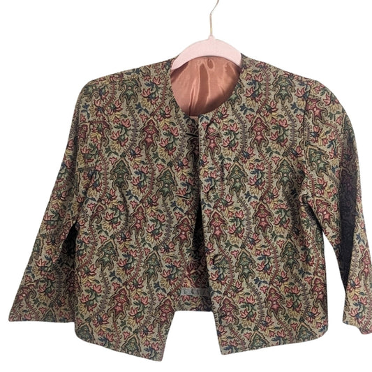 Vintage Tapestry Pandora Cropped Blazer Jacket Button Down Women's Size *Small