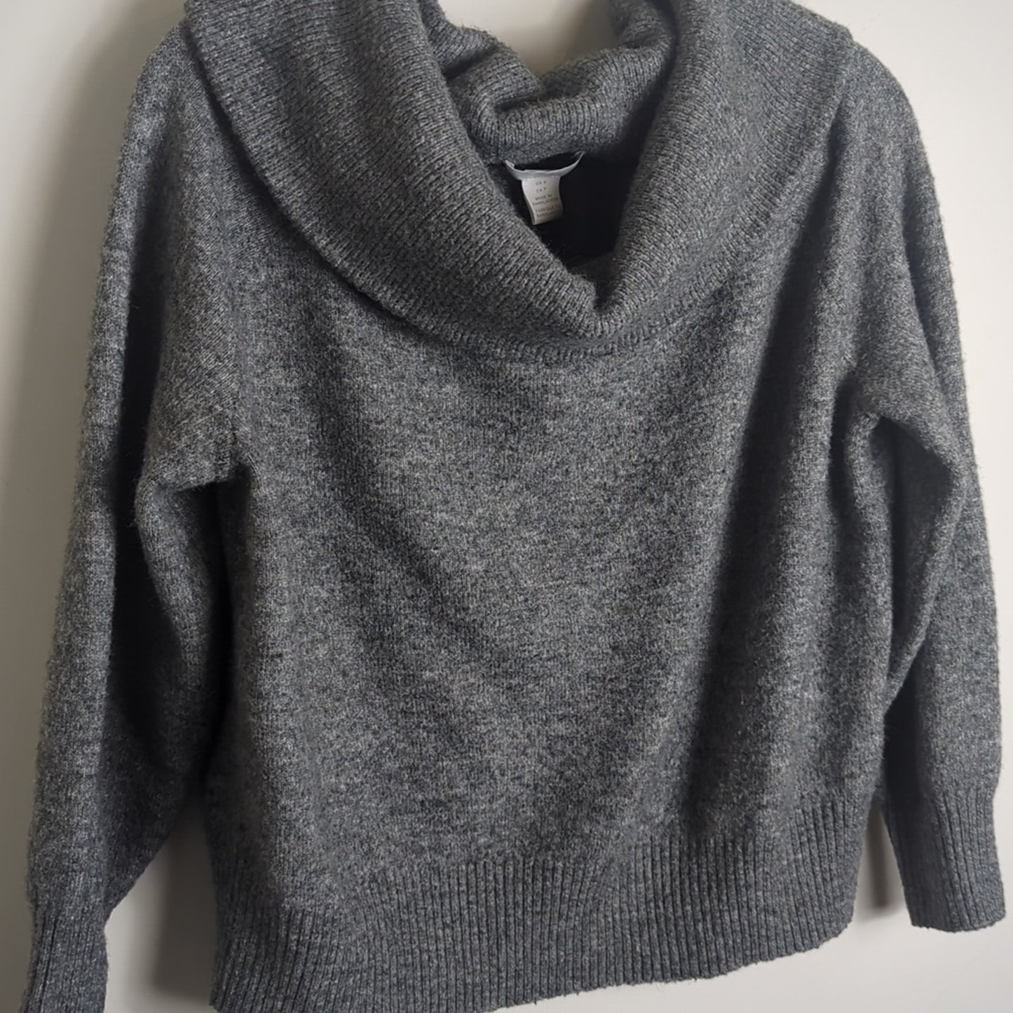 Minimalist Boxy Cowl Neck Sweater Wool Blend Women's Oversized Small