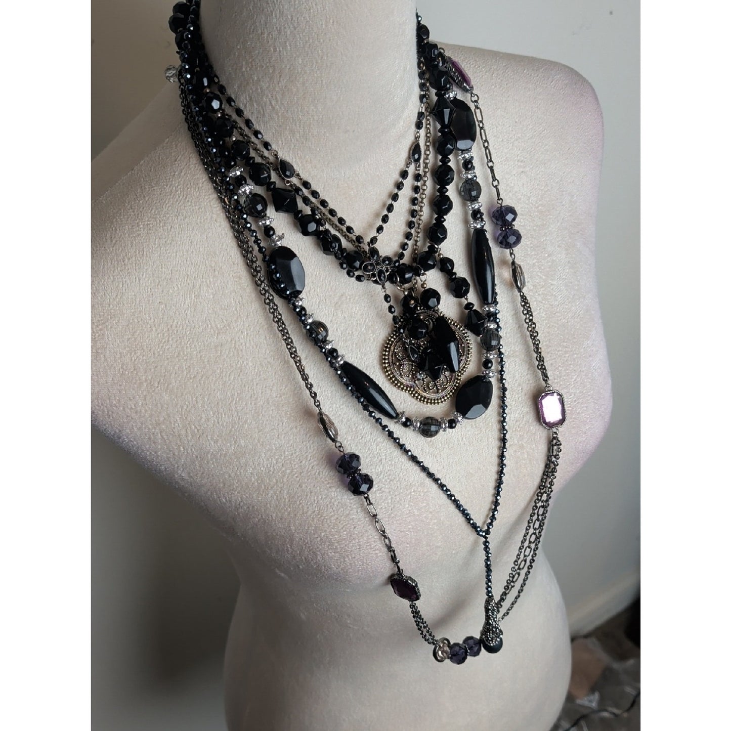 Whimsigoth Dark Romantic Jewelry Lot 6 Necklaces 2 Earring Sets, 2 Stretch Rings