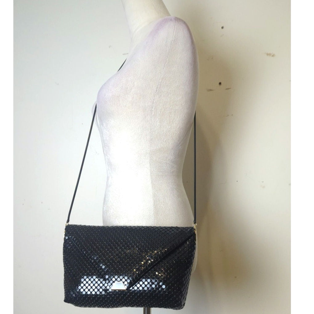 Vintage 70's Slinky Beaded Crossbody Shoulder Bag Evening Classic