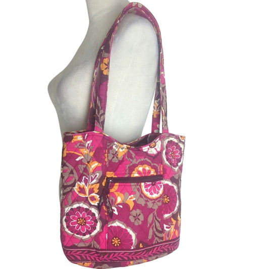 Retired Vera Bradley Carnaby Angel Medium Tote Pink Purple Boho Floral