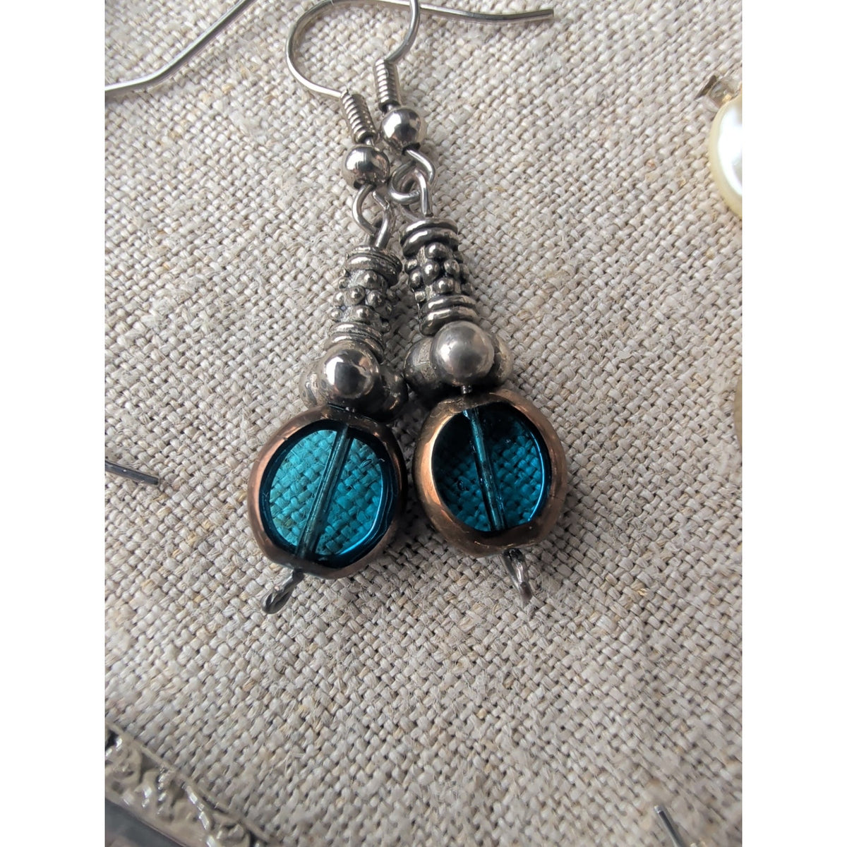 Seven Pair Earring Set Boho Tribal Silver Tone Faux Pearl /Turquoise