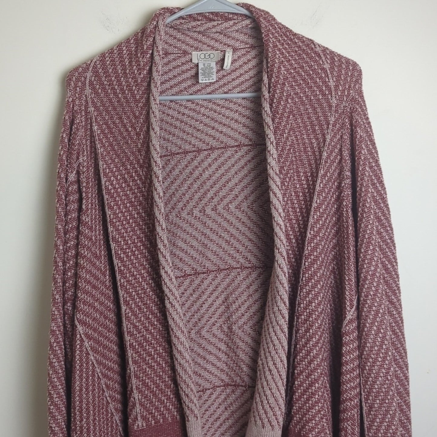 LOGO Boho Coastal Cowgirl Longline Cardigan Women's Large