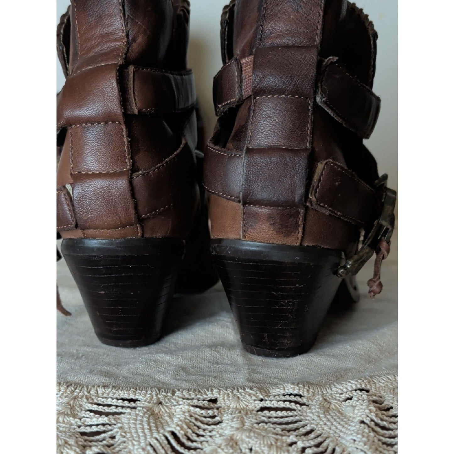 Woodland Fairy Festival Boots Y2K Leather Ankle Boots Size 6