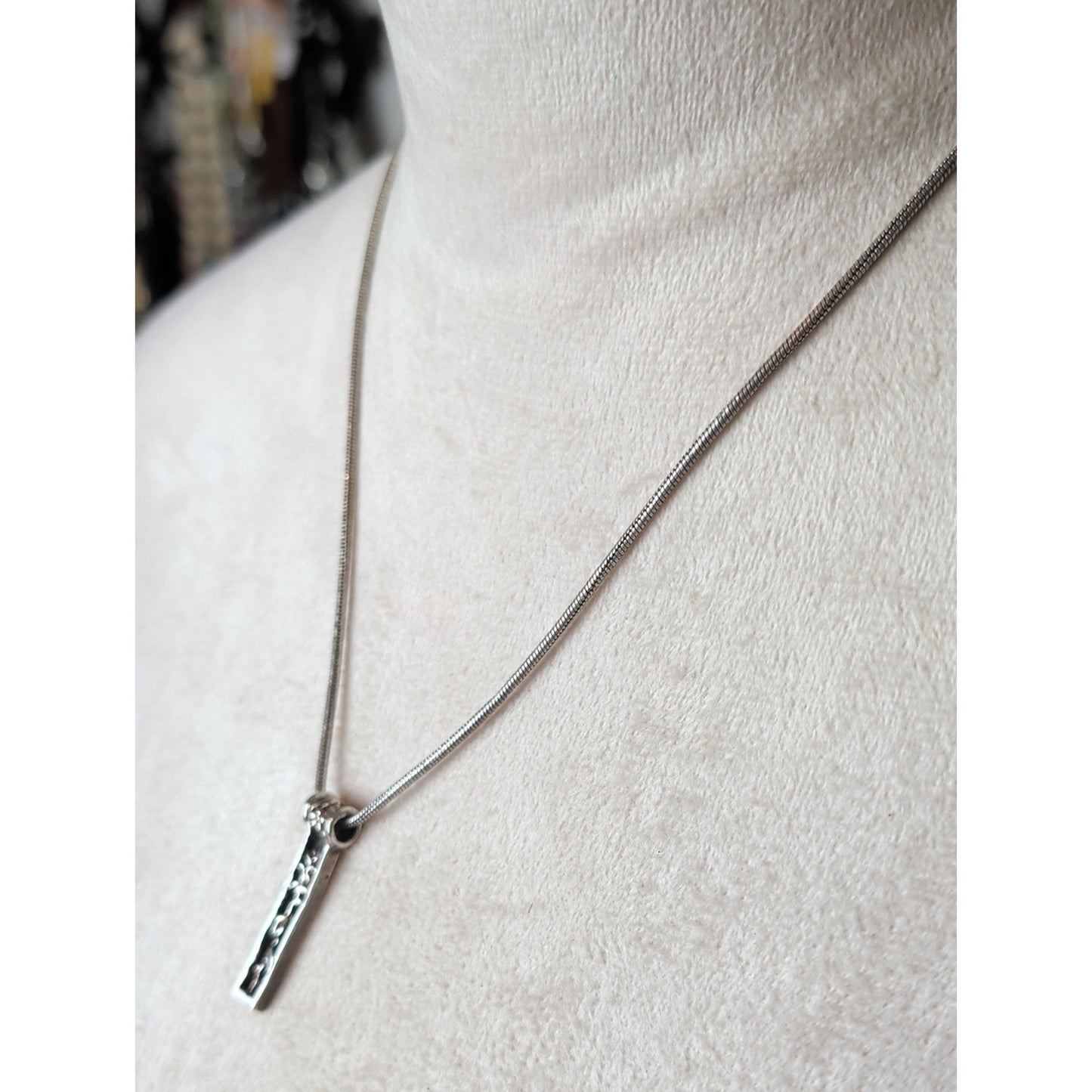 Floral Pendant Necklace 925 Botanical Bar Pendant Mixed Metal