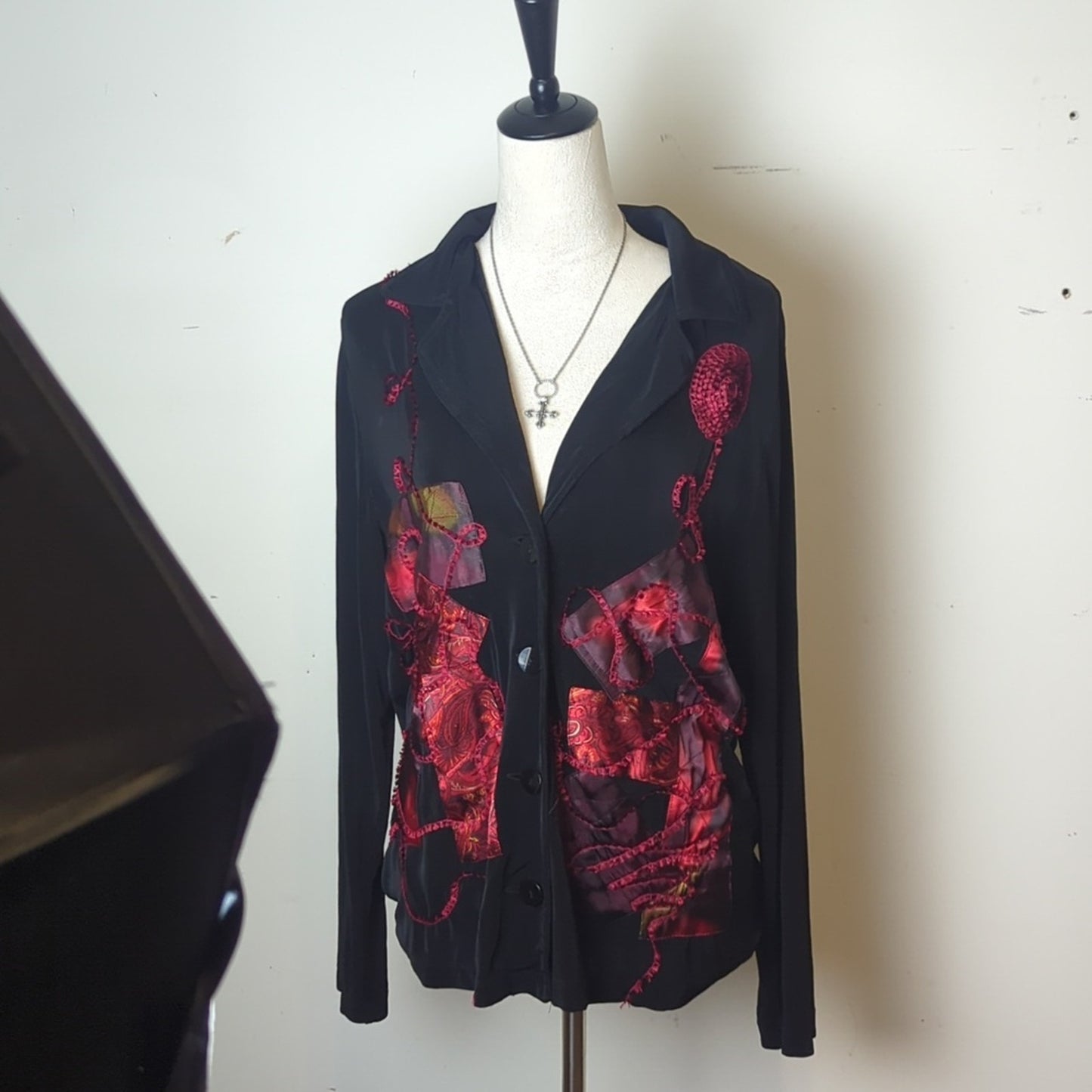 Vintage Art to Wear Patchwork Jacket Abstract Textured Whimsigoth Large