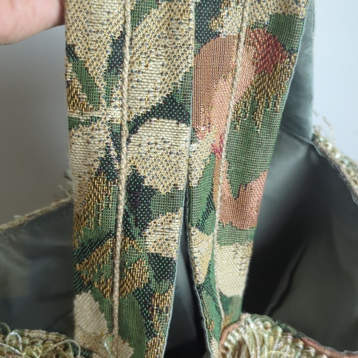 XL Upcycled Granola Girl Goblincore Tapestry Tote Bag Overnight Bag Fringe