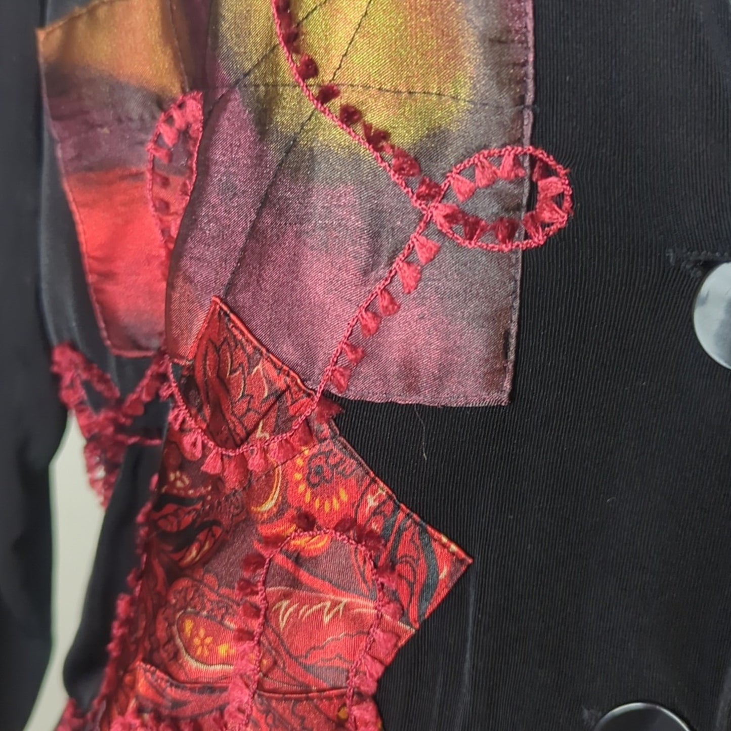 Vintage Art to Wear Patchwork Jacket Abstract Textured Whimsigoth Large