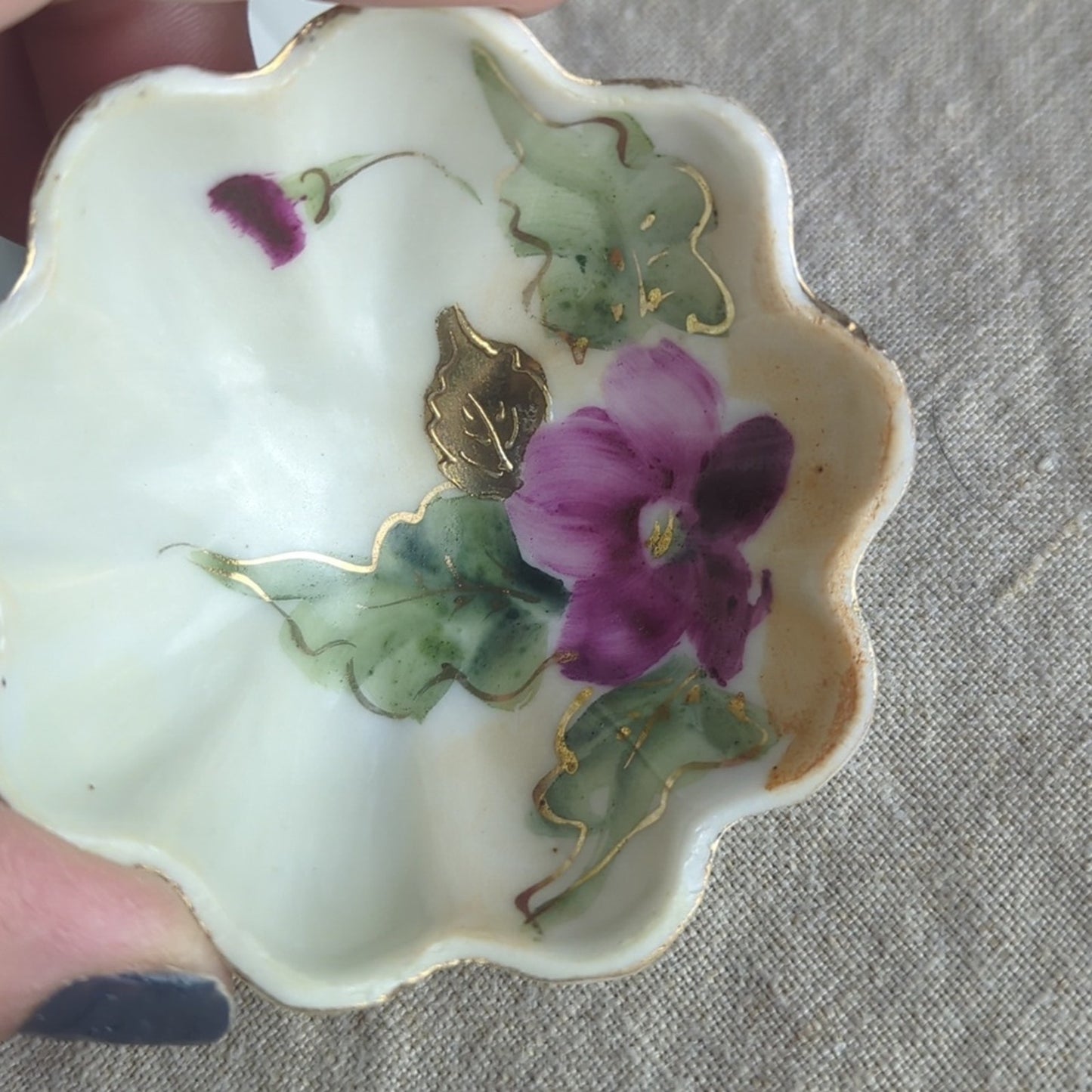 Vintage Made in Japan Porcelain Relish Server Set 3-Footed Bowl & 6 Floral bowls