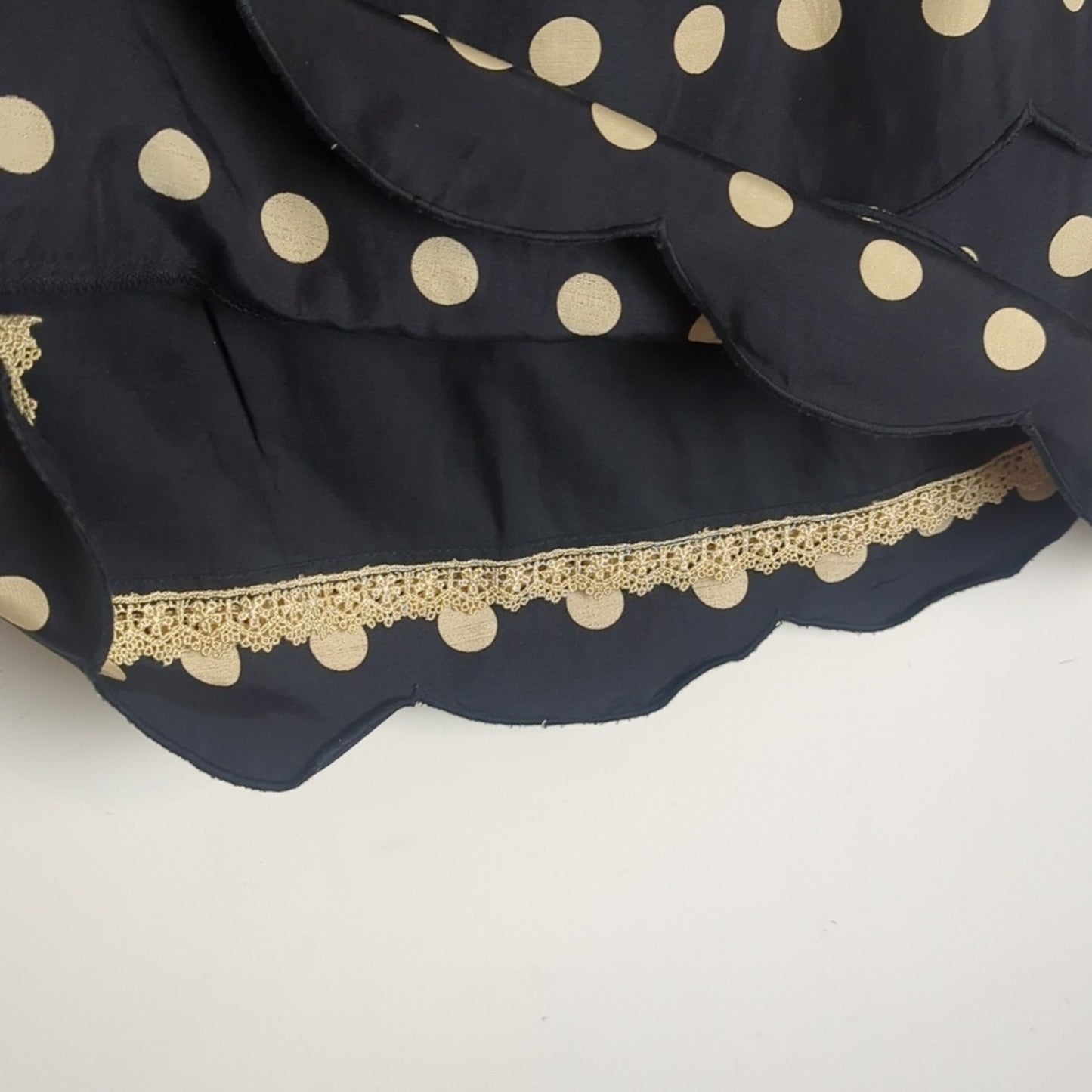 Festival Scalloped Polkadot Mini Skirt Cotton & Silk Women's Size 4