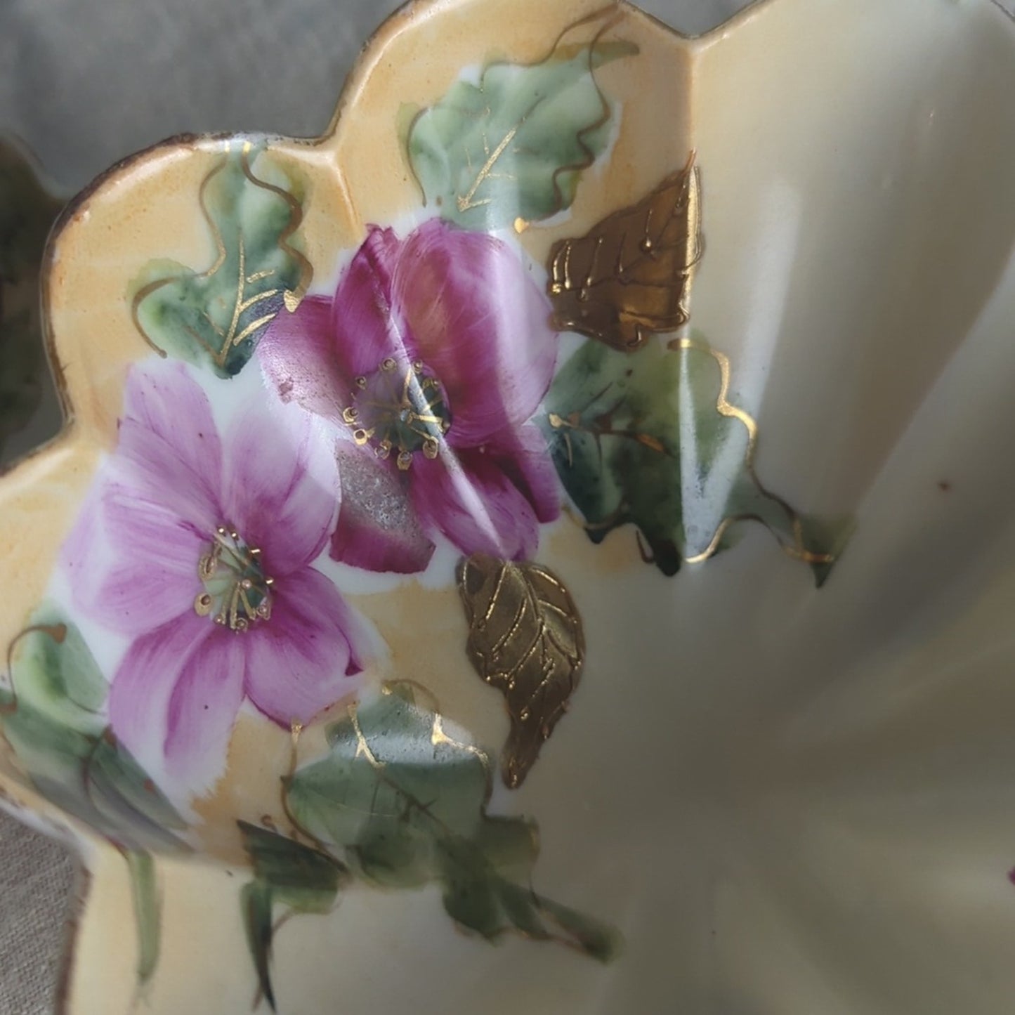 Vintage Made in Japan Porcelain Relish Server Set 3-Footed Bowl & 6 Floral bowls