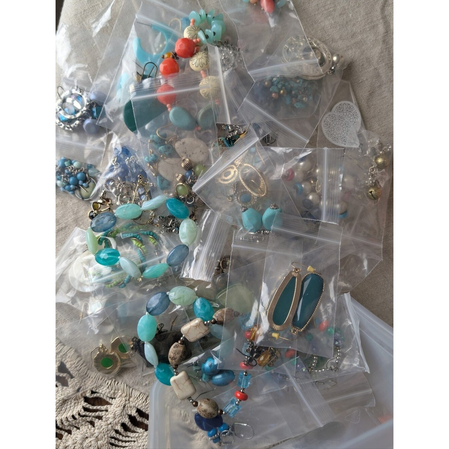 46 Pair Beachy Boho Earring Lot + 4 Stretch Bracelets Coastal Grandma Resell