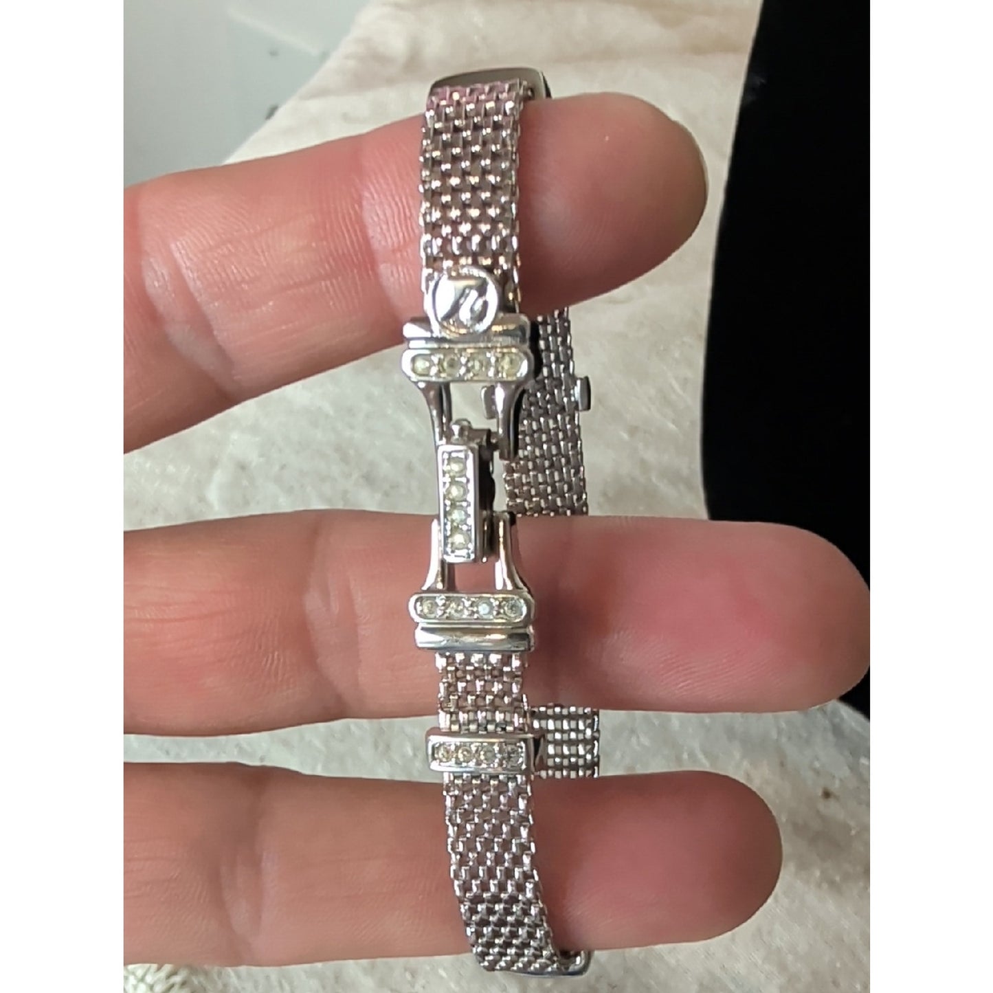 Swarovski Crystal Mesh Bracelet Silver Tone Minimalist Glam