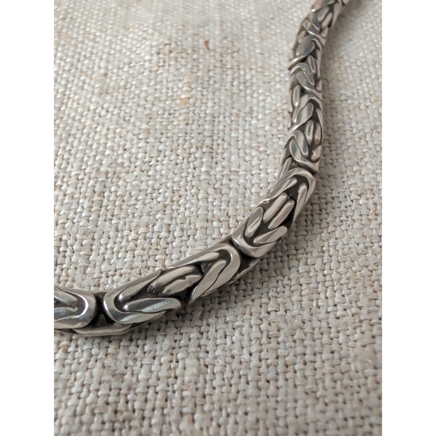 Vintage 925 Sterling Silver Byzantine Anklet 10"  Solid Sterling King's Chain
