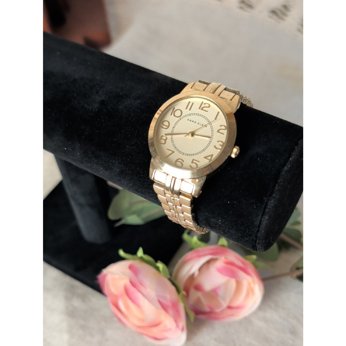 Anne Klein Gold Tone Watch Y2K Minimalist Bracelet Watch Classic Office Chic
