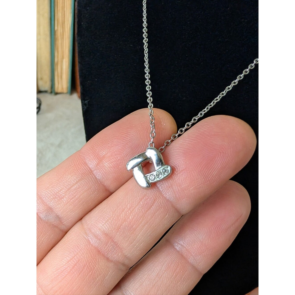 Dainty Necklace Minimalist Silver Tone Layering Jewelry 18K GP CZ Pendant