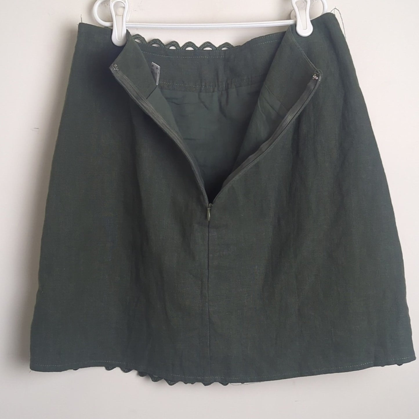 Dinah Crochet Overlay Skirt Khaki Green Women's Size 10