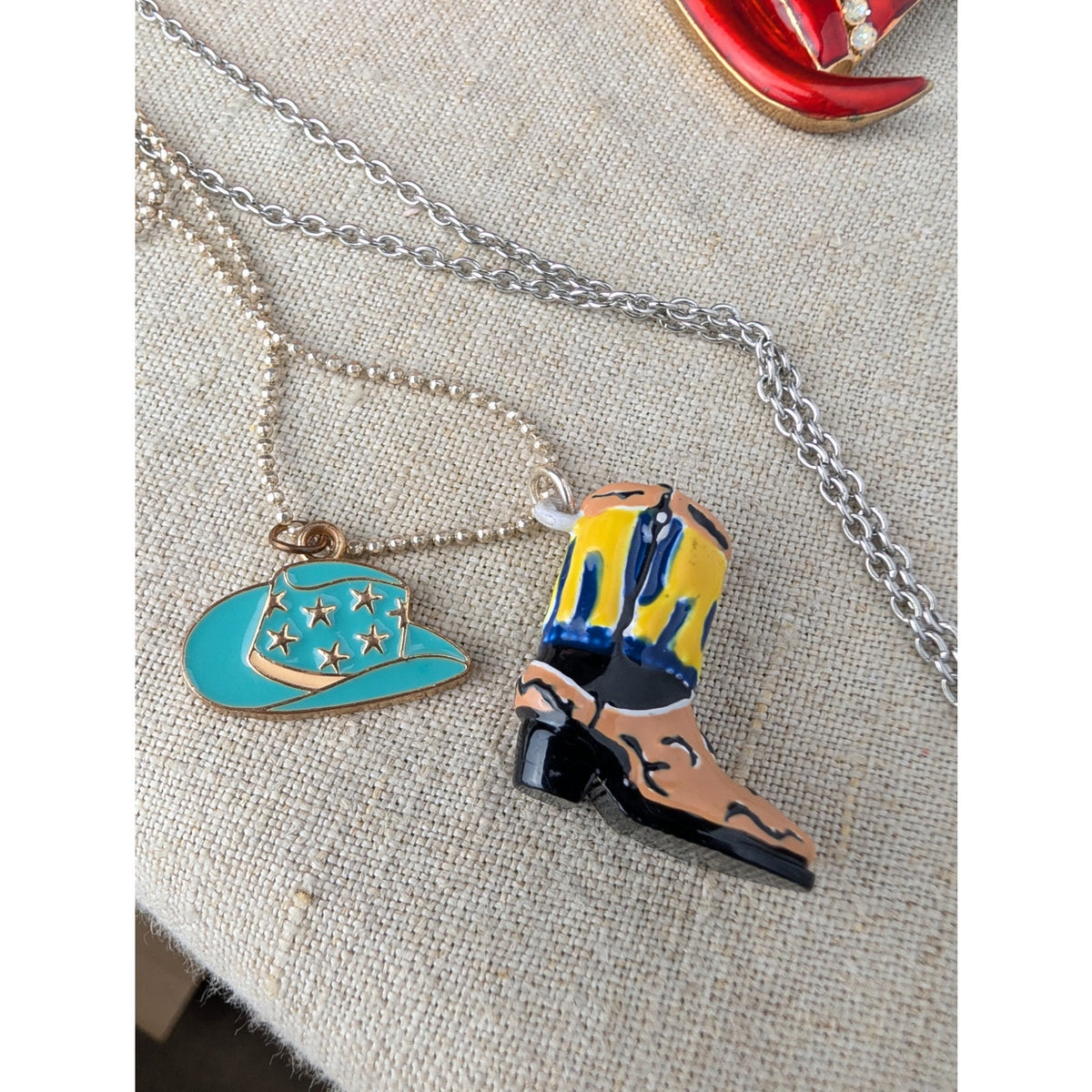 Cowgirl Jewelry Set Necklaces Charms Brooch 80's
