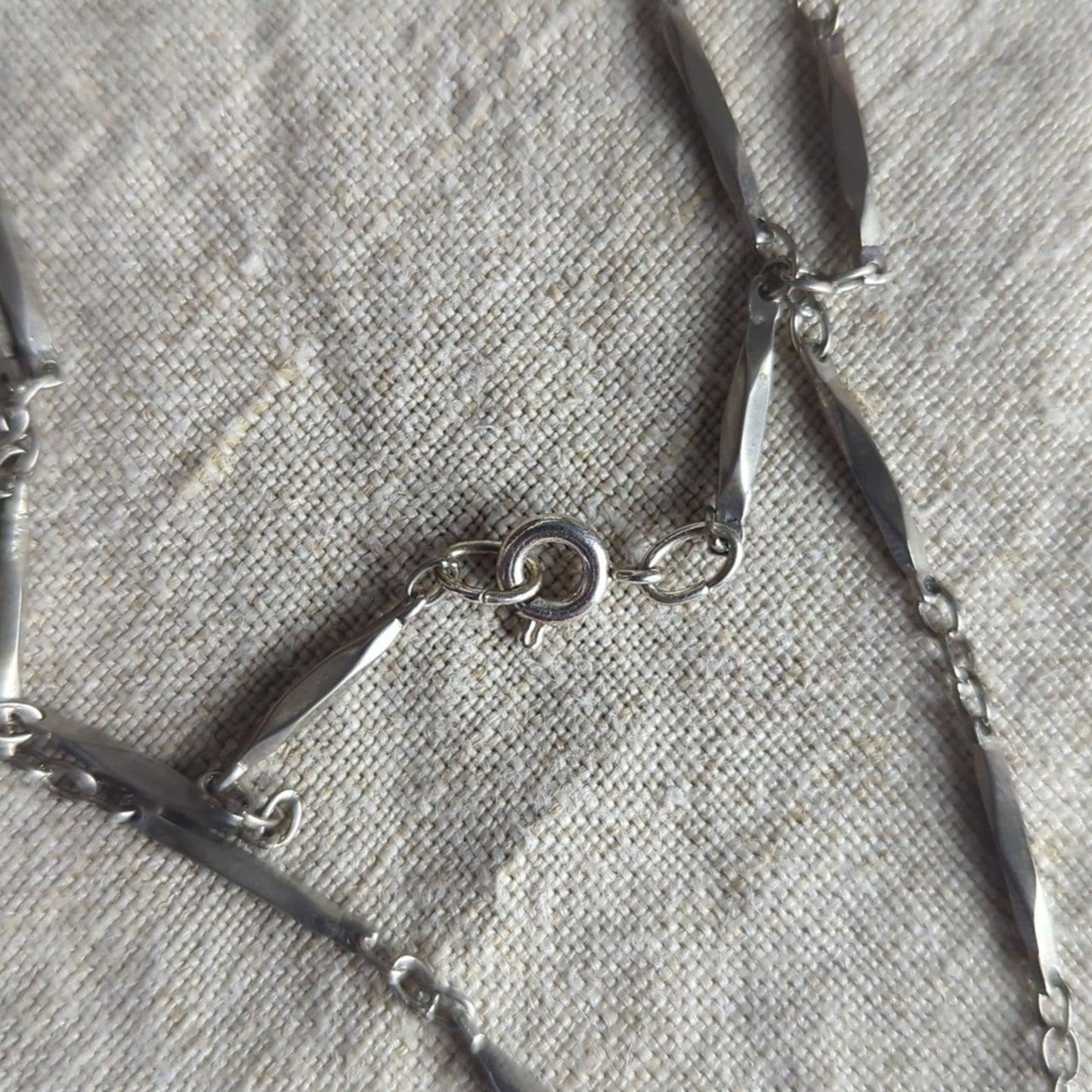 Vintage Silver Tone Layered Necklace Set 1 Snake Chain  1 Textured Chain Layer