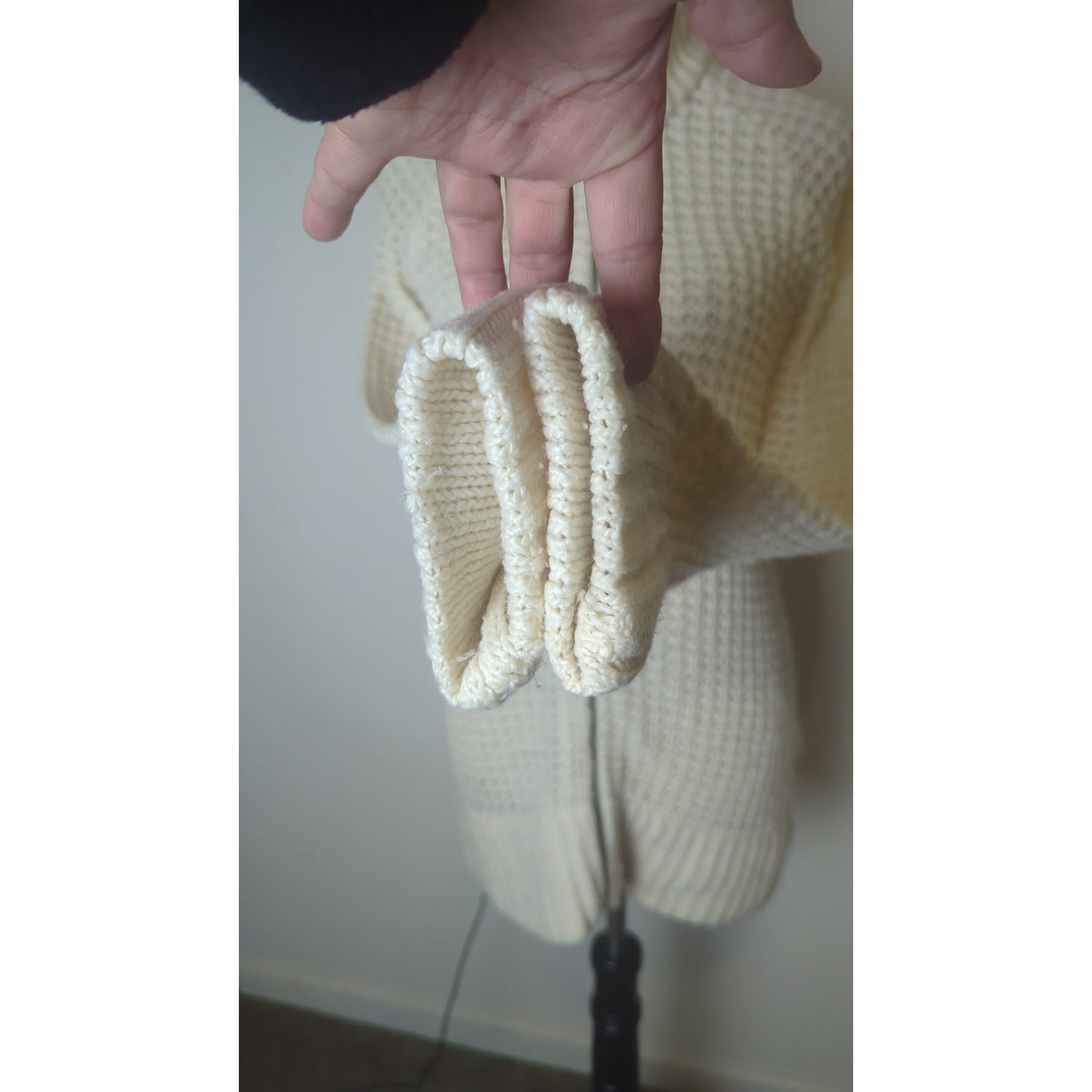 Ski Lodge Minimalist Cozy Waffle Knit Zip Wool Blend Cardigan Women's M*