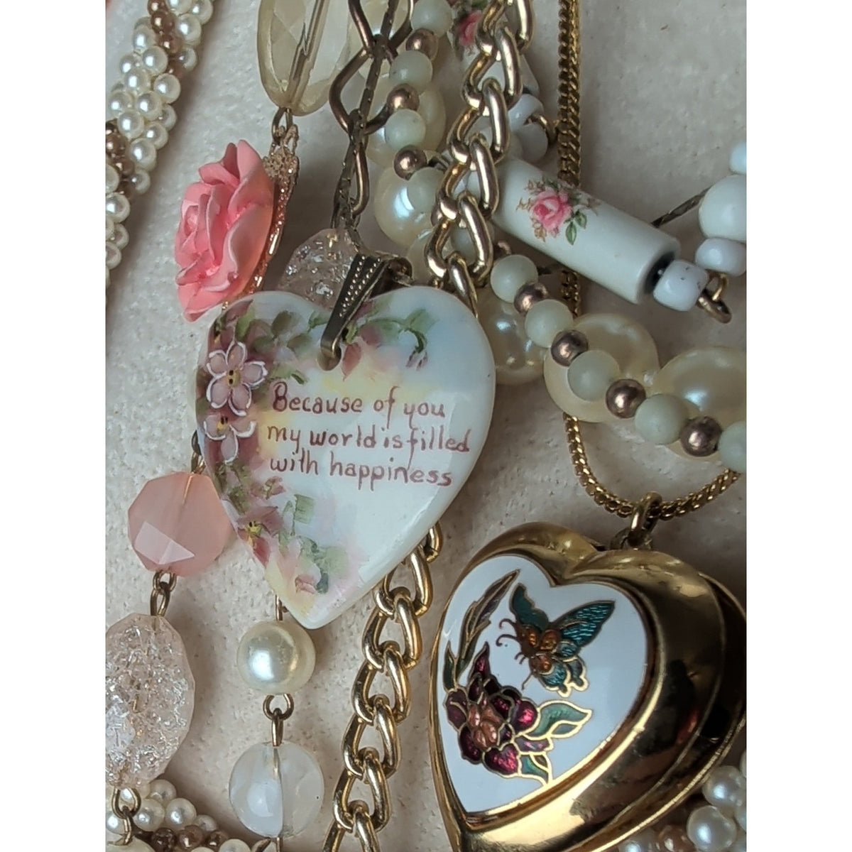 21-Piece Coquette Jewelry Bundle 11 Necklaces, Earrings & Vintage Brooches