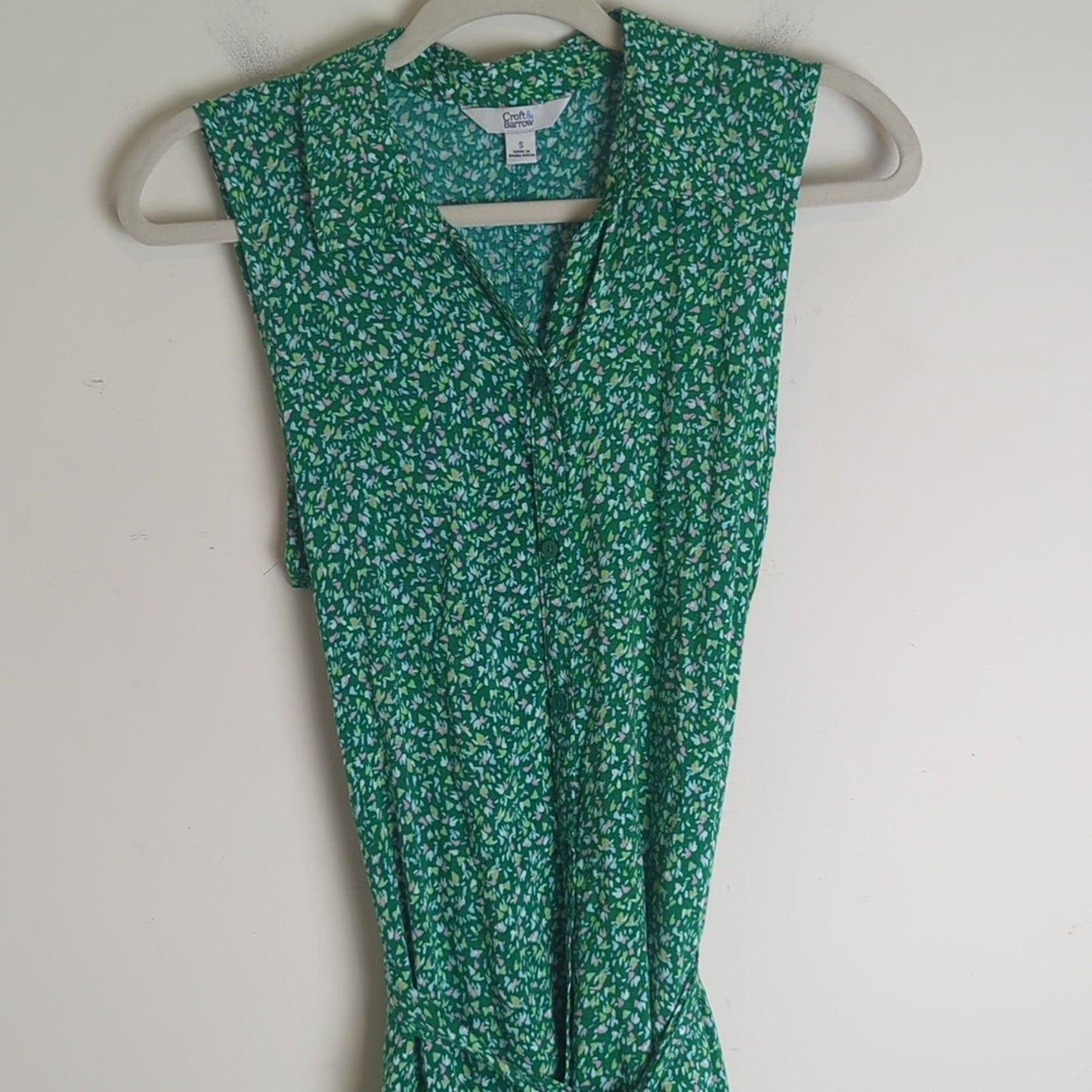 Kelly Green Floral Farmhouse Maxi Dress With Pockets and Belt Women's Size Small