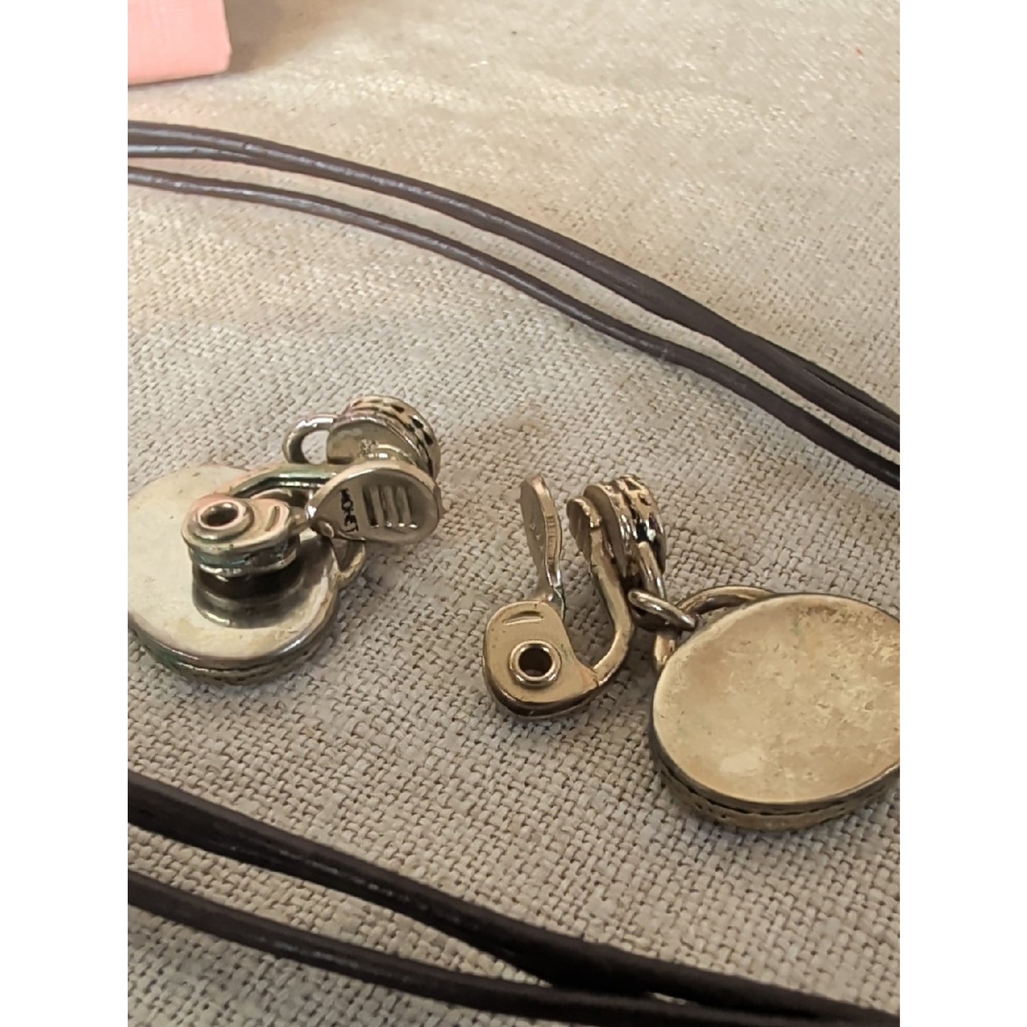 Vintage Monet Shell Mosaic Pendant Necklace & Matching Clip Earrings Set