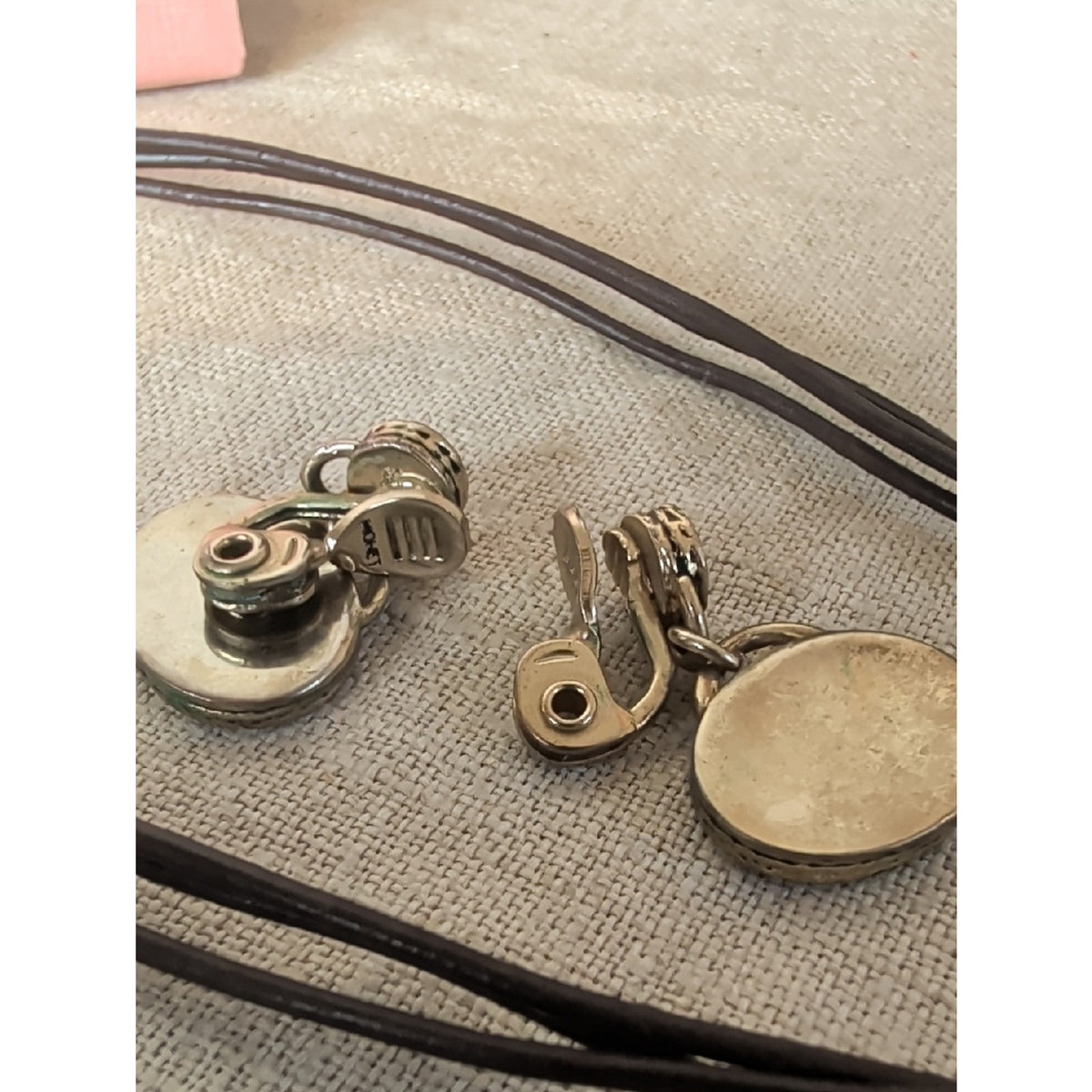 Vintage Monet Shell Mosaic Pendant Necklace & Matching Clip Earrings Set