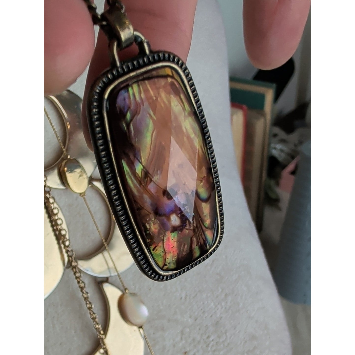 7 Celestial Boho Necklace Bundle Moon  Sun Face Pendant Druzy Glass Festival