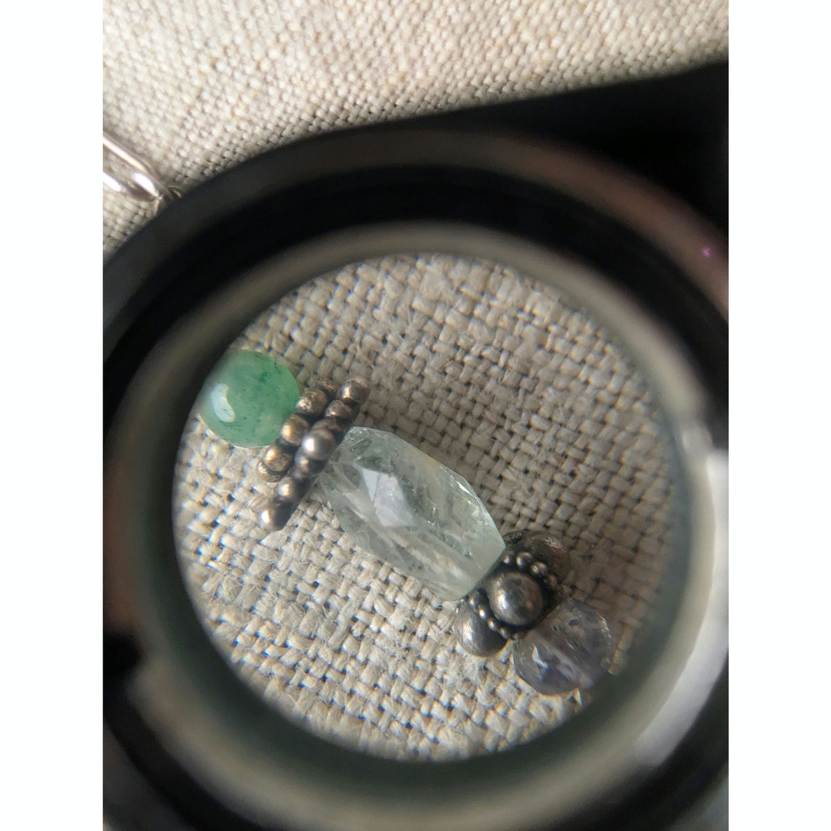 Sterling Silver Artisan Paperclip Chain Bracelet Mixed Gemstone Dangle 6.75
