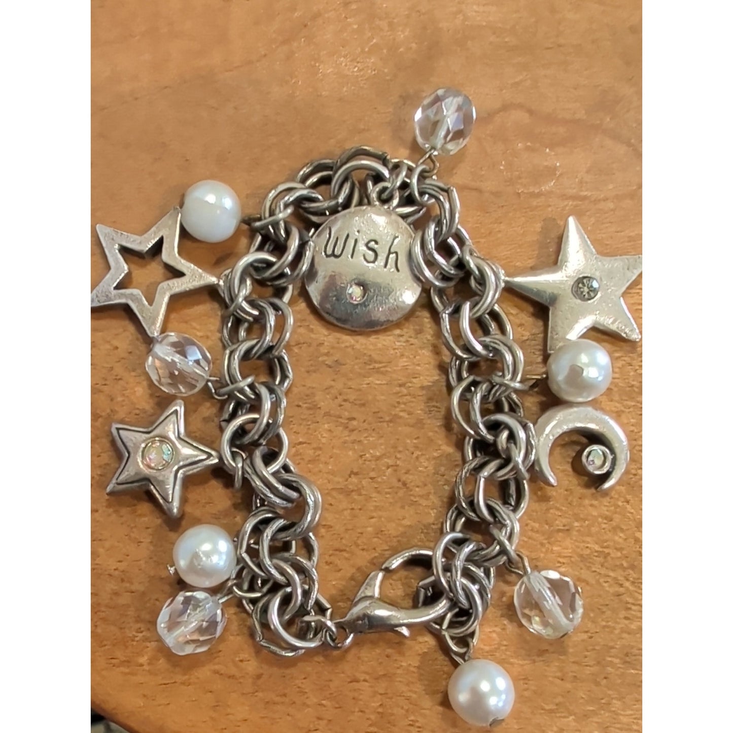 Vintage Y2K Charm Bracelet Sterling Silver Charms & Clasp Chunky Rolo Chain