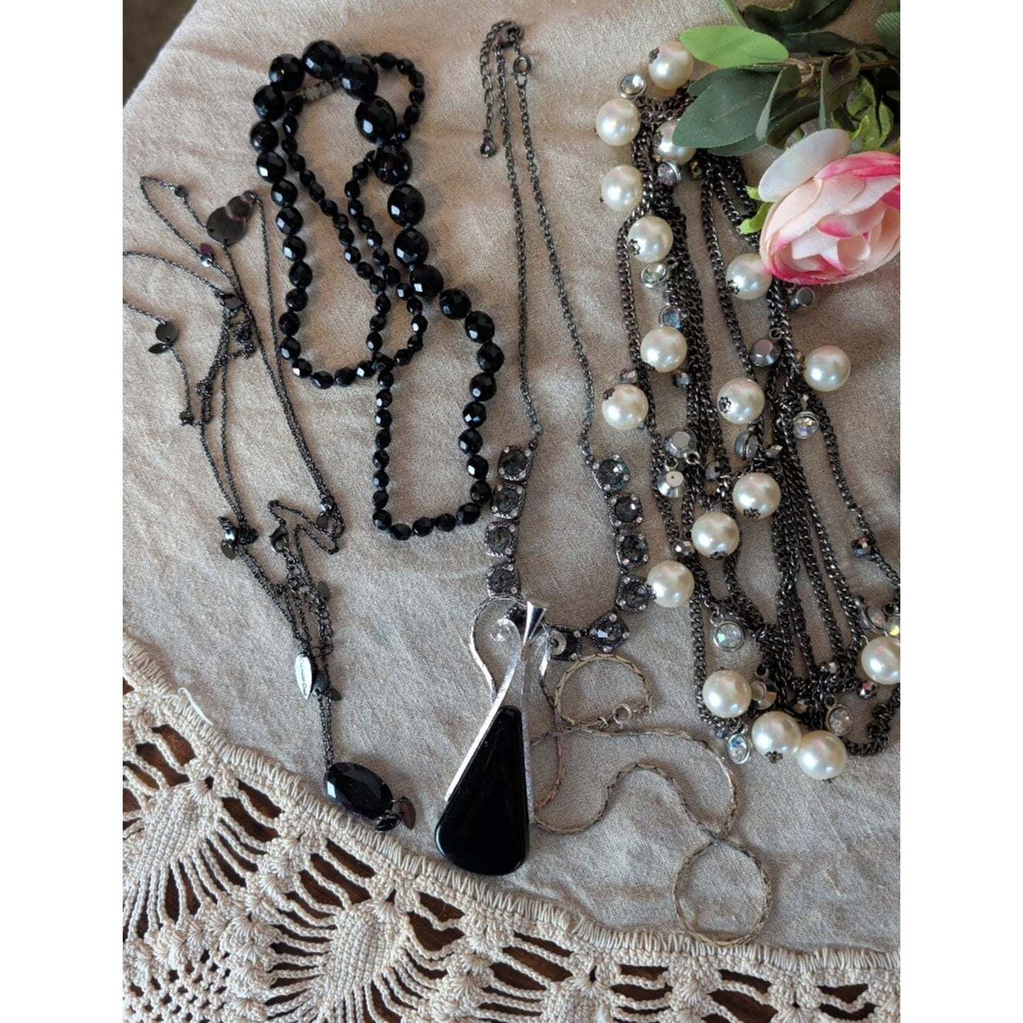 Dark Coquette Layered Necklace Collection Romantic Goth Victorian Glam Jewelry