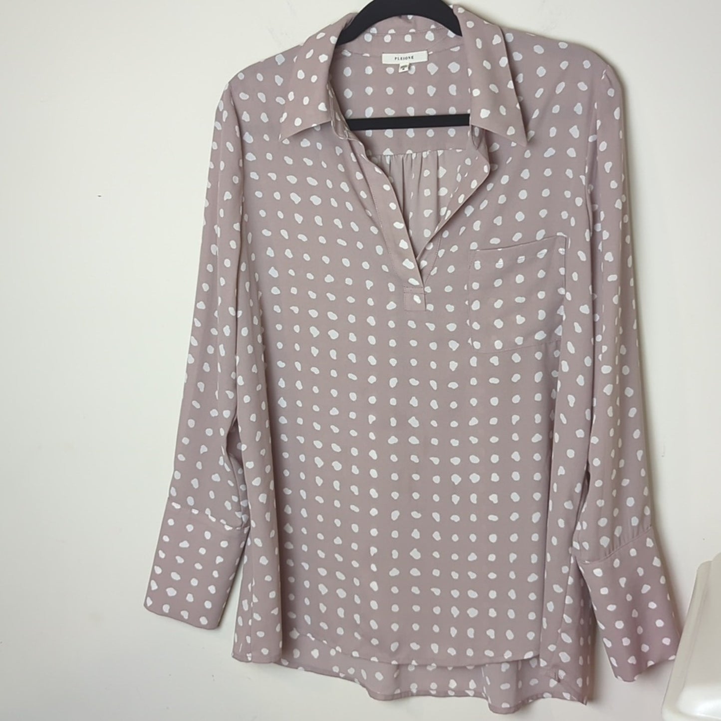 Pale Pink & White Feminine Polkadot Blouse Women's size Medium