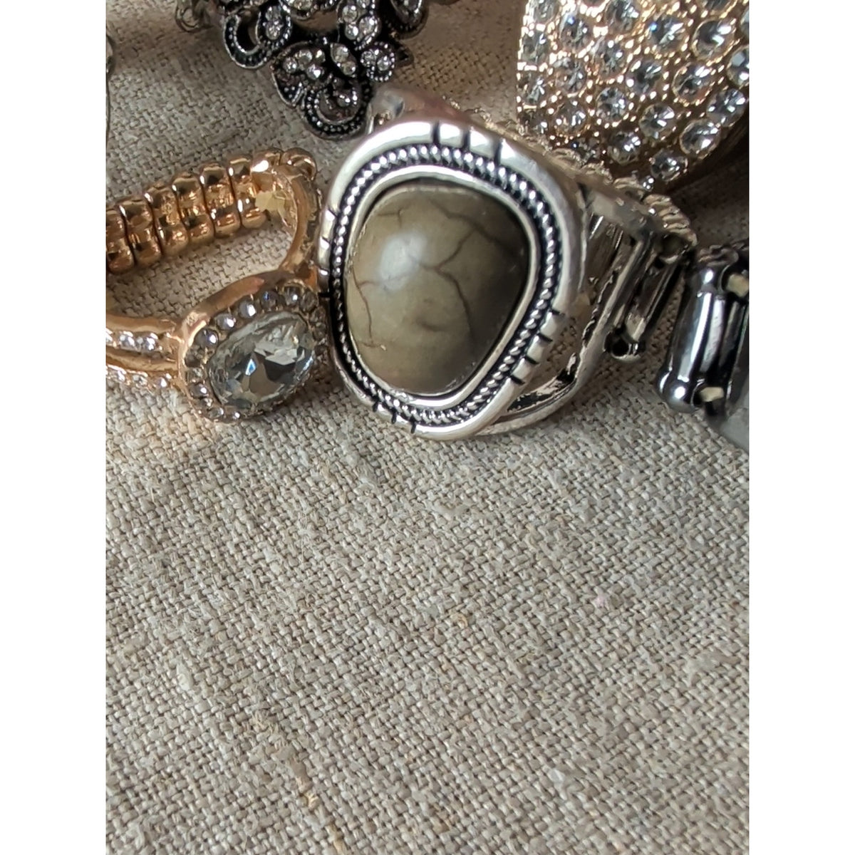 8 Stretch Cocktail Statement Rings Boho Western Faux Stones Rhinestone
