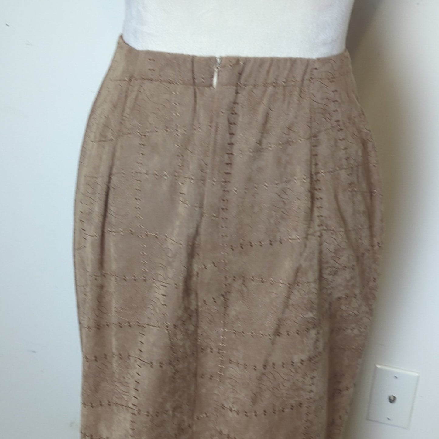 Vintage Stitch Suede-Look Maxi Pencil Skirt Heritage Style Small
