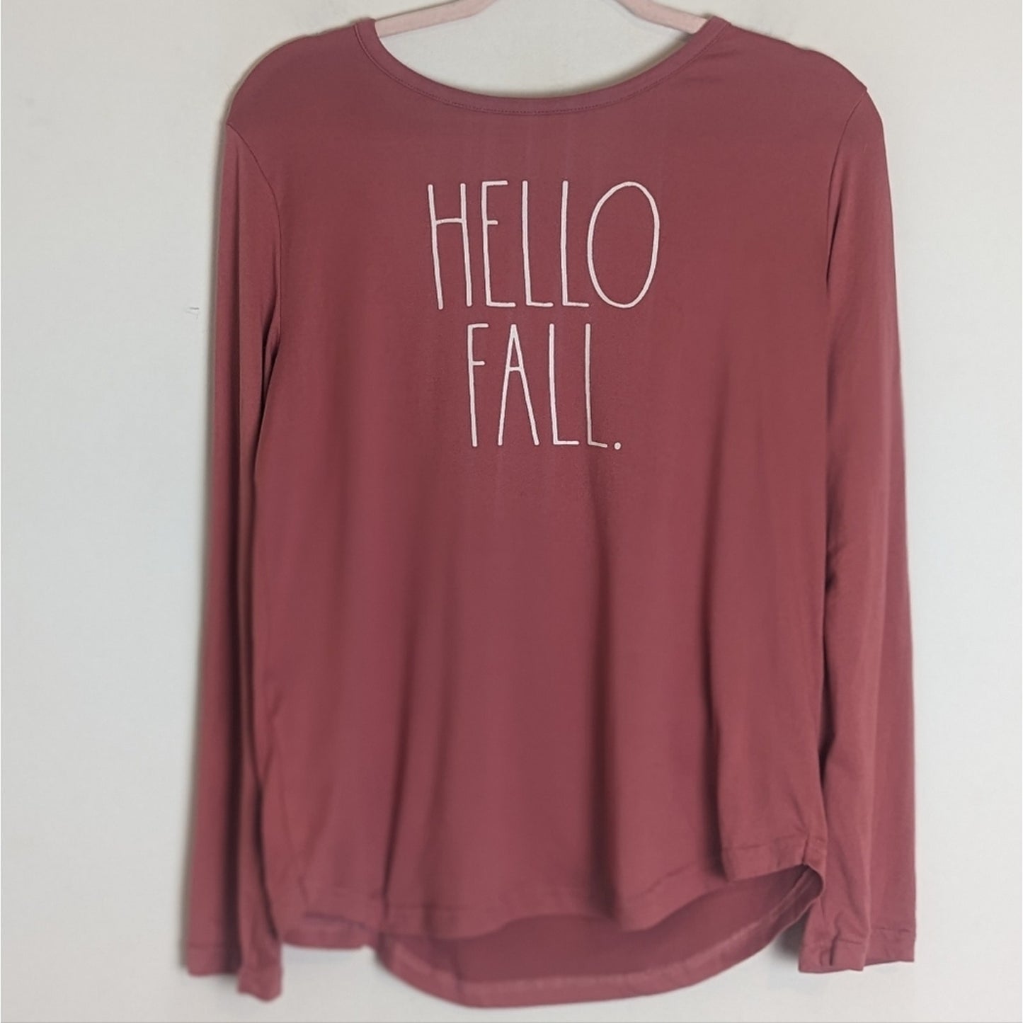 Rae Dunn Hello Fall. Long Sleeve Pullover Stretch Jersey Knit  Women's Small