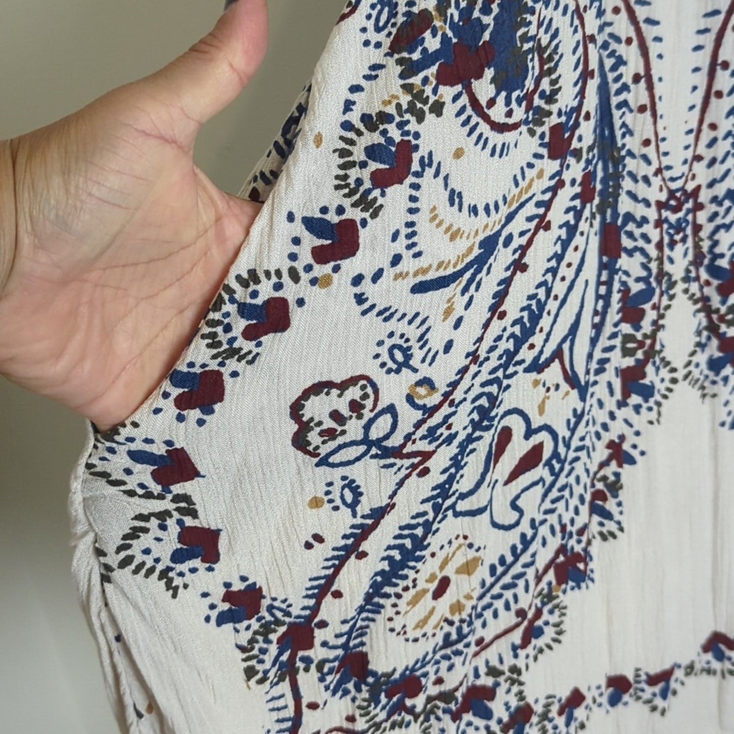 Free People Dress Women’s Size Large Ivory paisley combo Boho Tunic Women Small