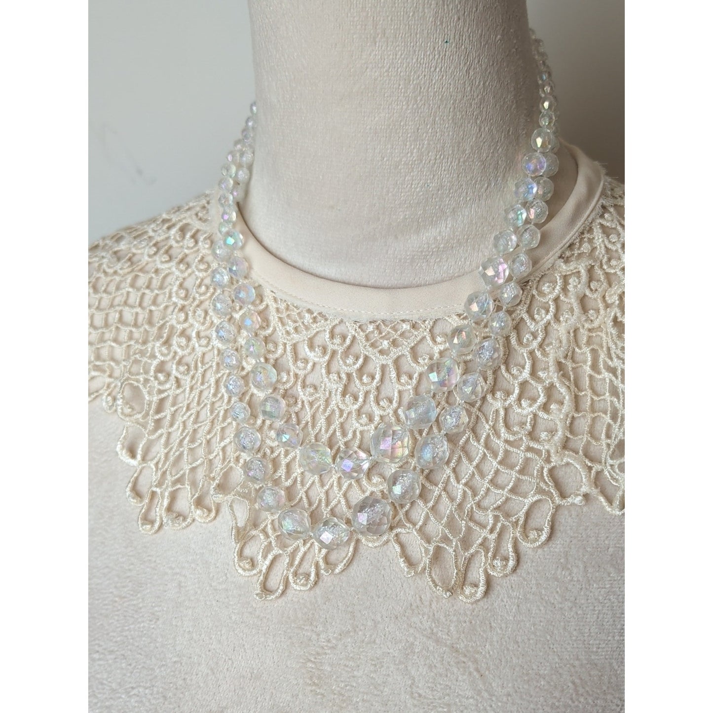 Curated Vintage Layered Necklace Trio Coquette Romantic Glass & Aurua Beads