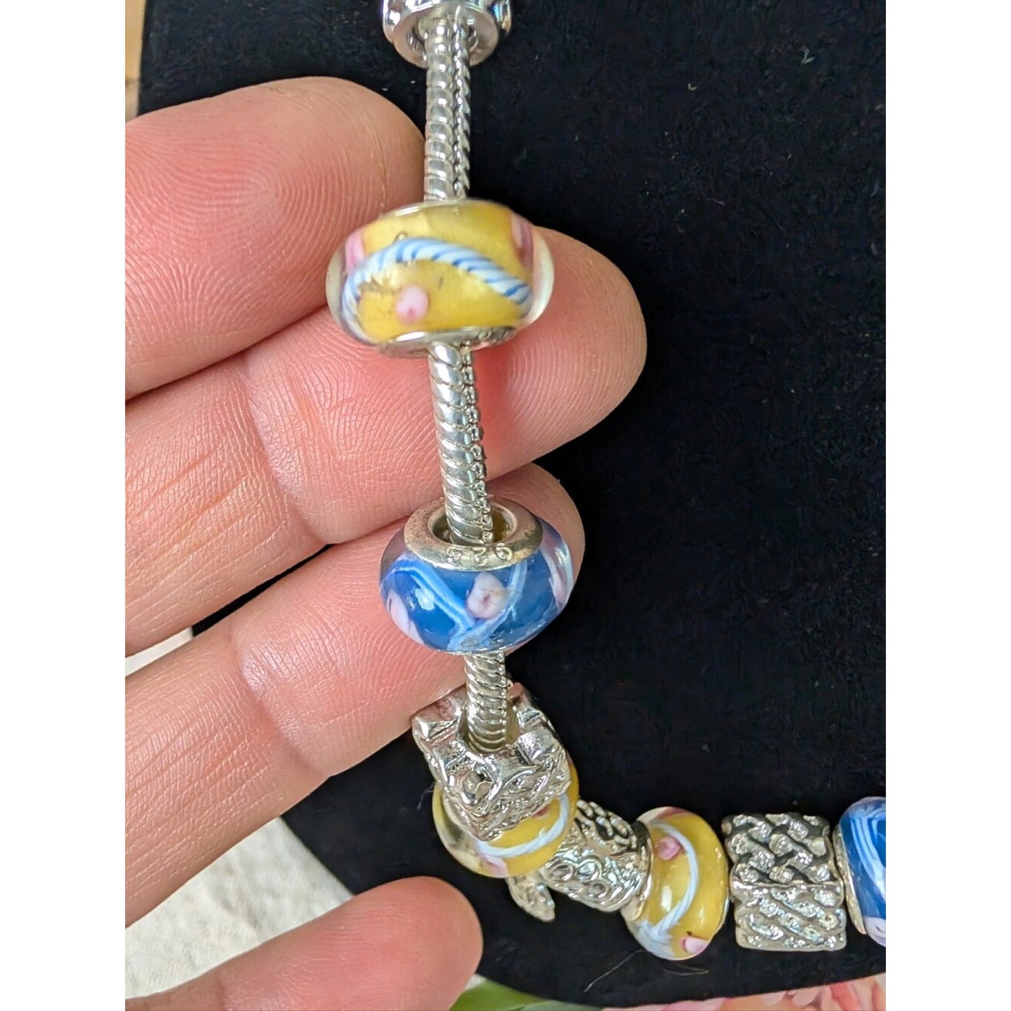 Artisan Lampwork Glass Bead Necklace 925 Sterling Beads European Style Charm