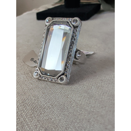 Lia Sophia Acropolis Statement Cocktail  Retired Mirror Crystal Silver Ring 9