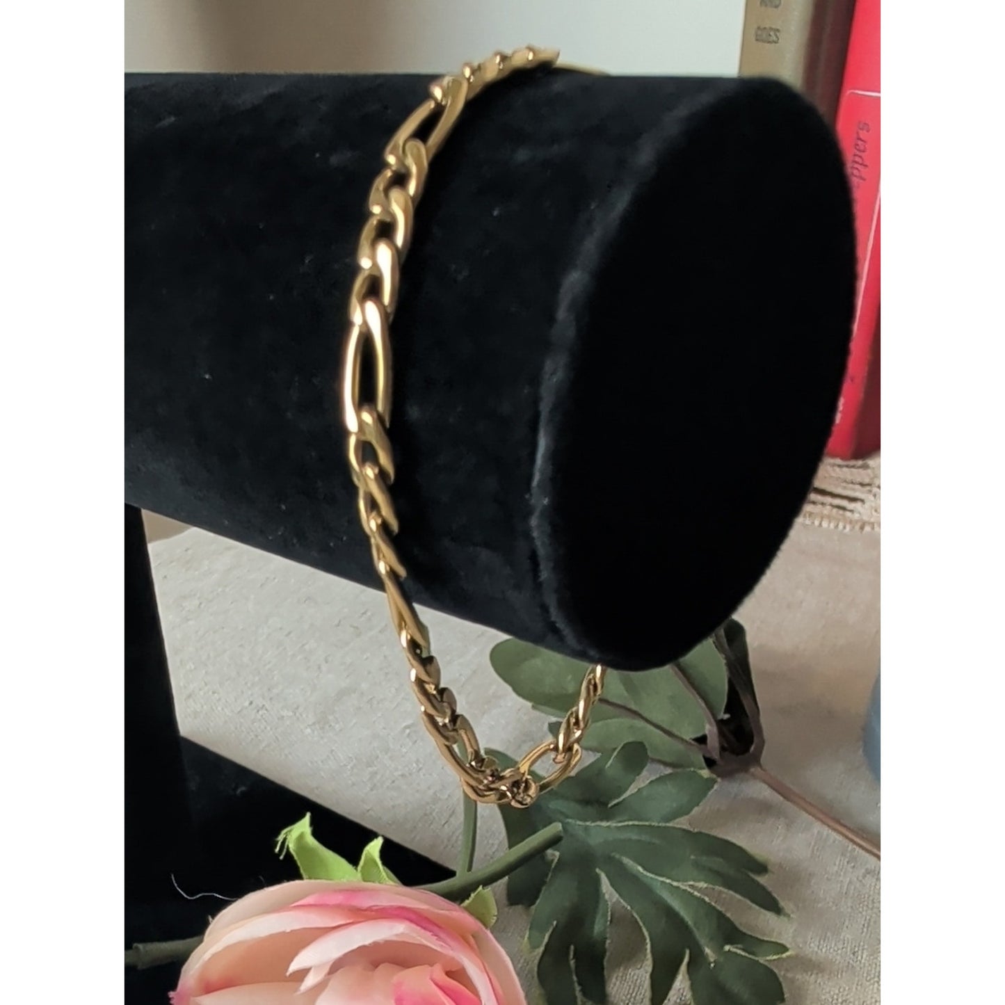 Vintage Gold Tone Stainless Steel Link Chain Bracelet Minimalist