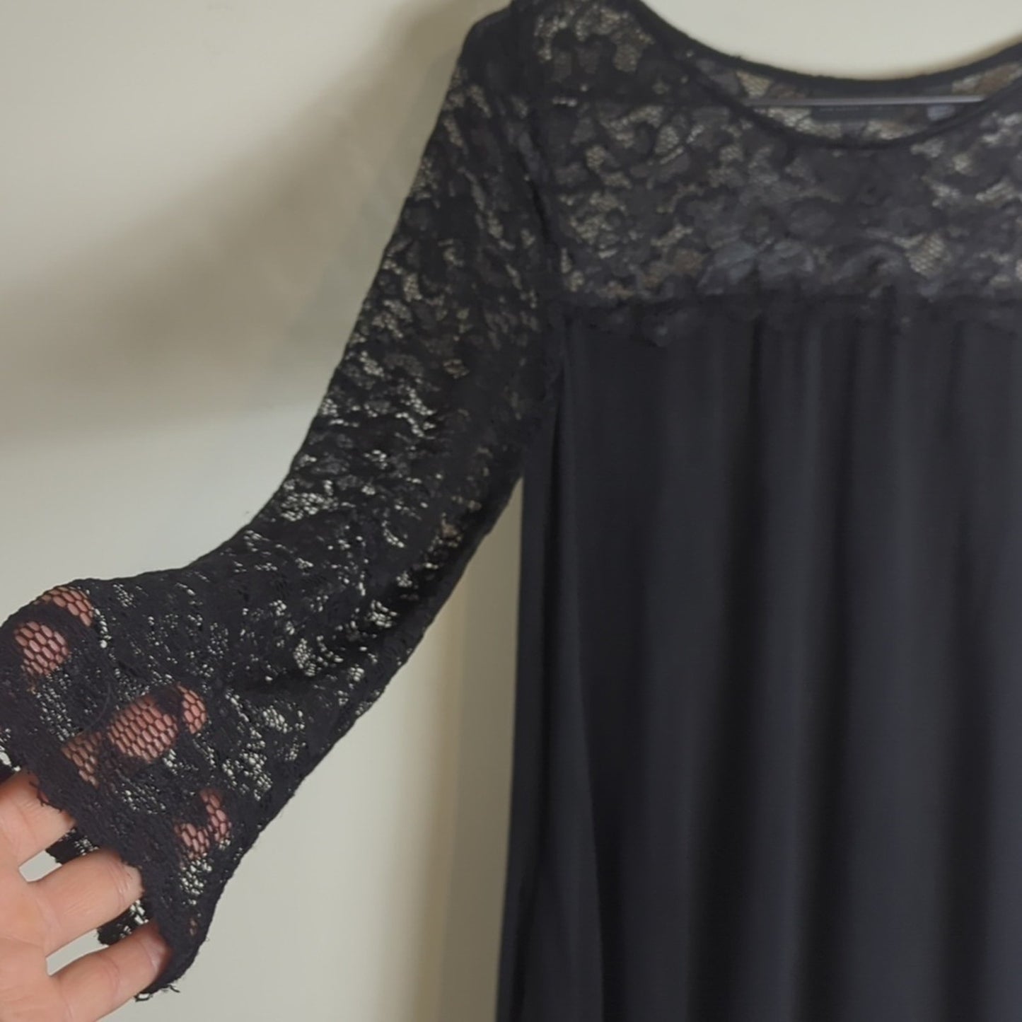 Whimsigoth Black Laced Hi-Lo Dress with Pockets Women's Size Small