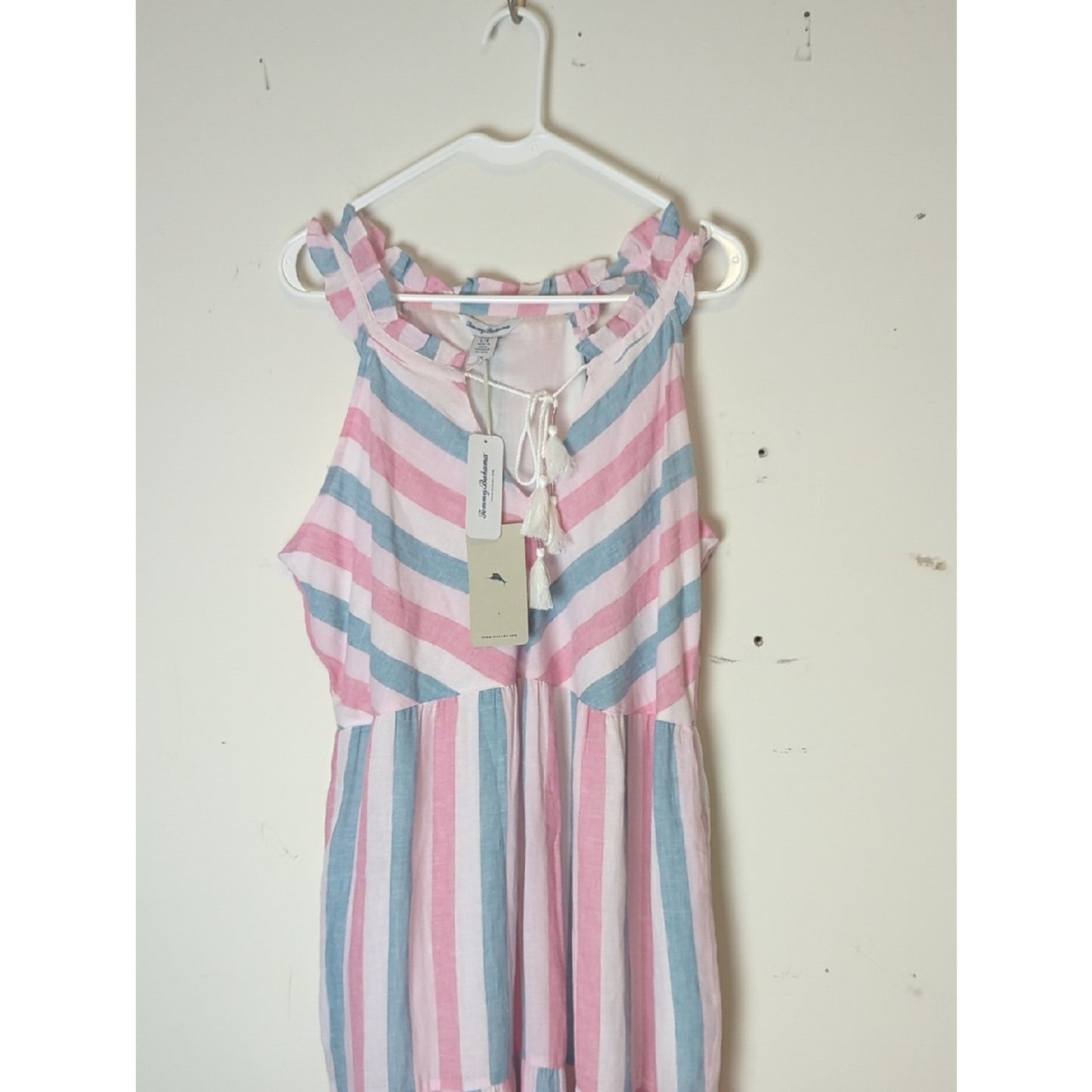 NWT Lena Mallory Midi/Maxi Linen Sundress Striped Women's Large