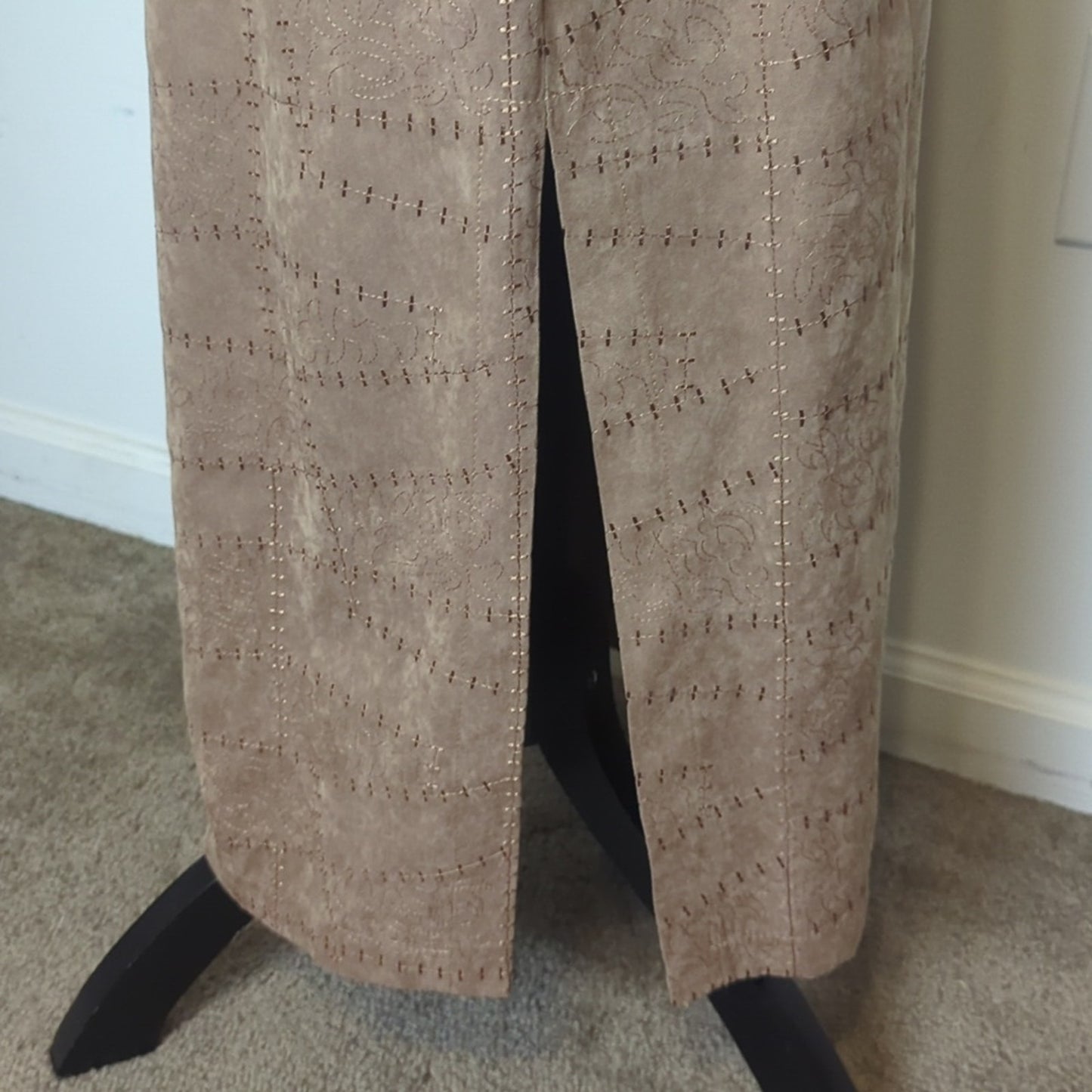 Vintage Stitch Suede-Look Maxi Pencil Skirt Heritage Style Small