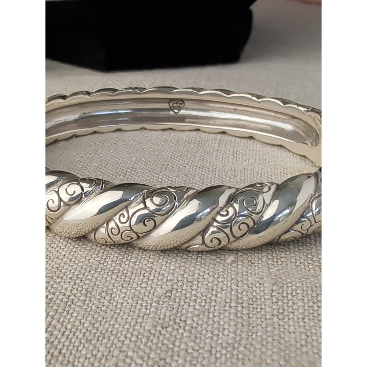 Brighton Twisted Rope Hinged Bangle Bracelet, Silver-Tone Scrollwork Magnetic Closure