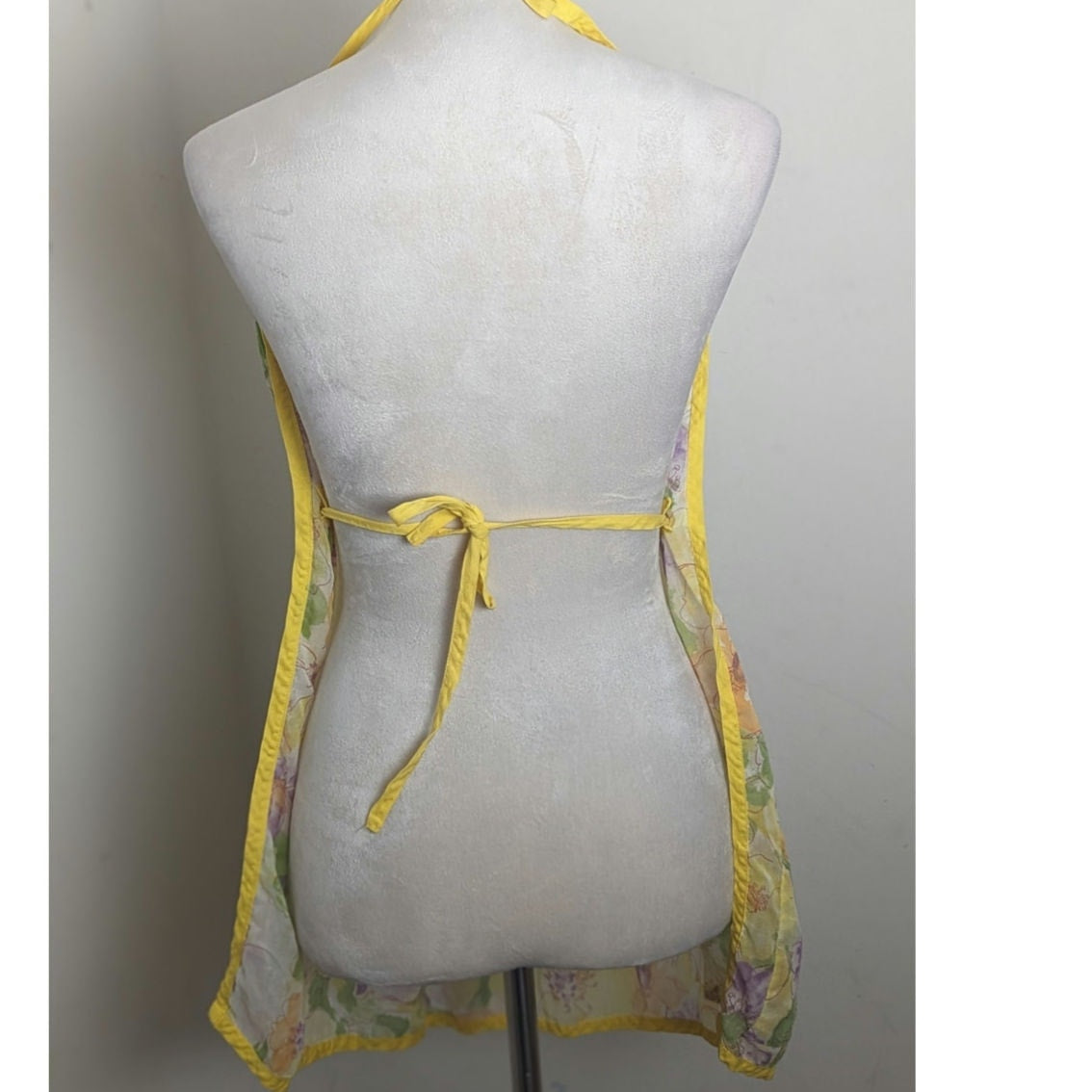 Vintage Retro Mod Floral Apron Lightweight Semi -Sheer S/M